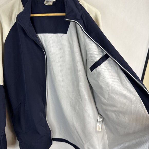 Adidas Originals Full ZipJacket Men XL Navy Trefoil Logo Sleeve Retro Spellout - Picture 5 of 6
